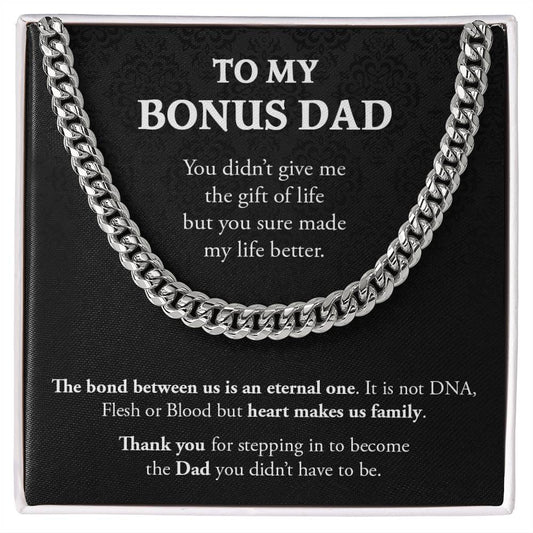 To My Bonus Dad | Thank You - Cuban Link Chain